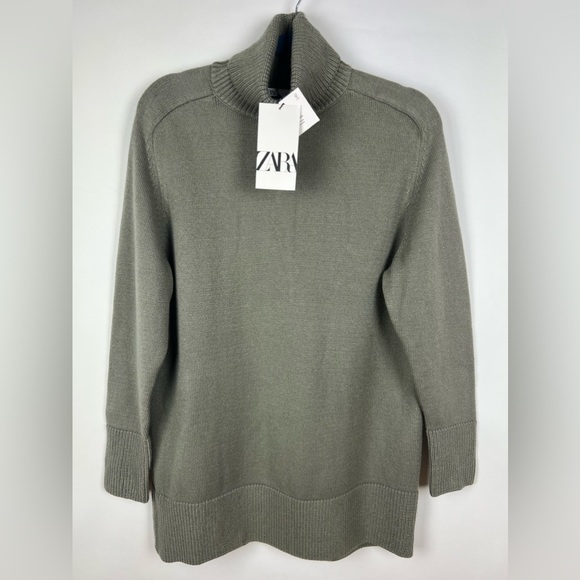 Zara Sweaters - NWT - Zara, Women’s High Neck, Long Sleeve Sweater. Color: Grey Moss. Size: S.